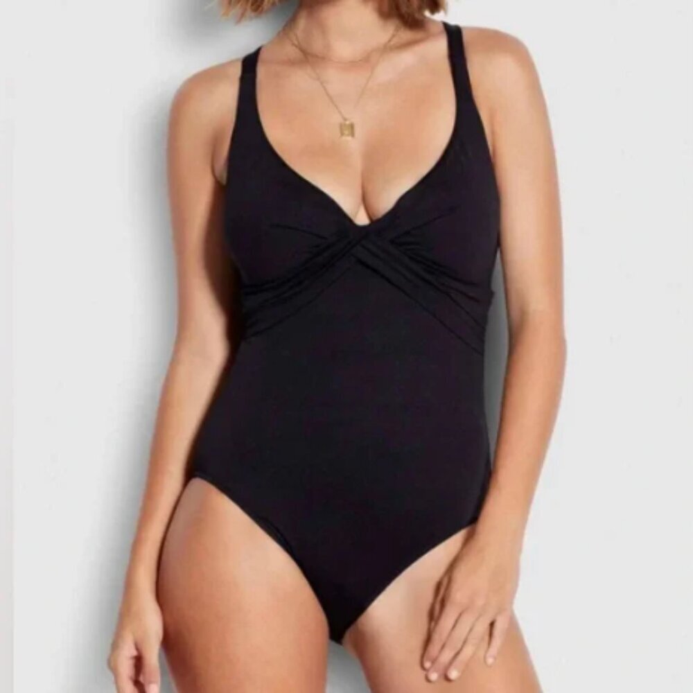 Seafolly | Maillot Wrap Front Criss Cross Back Slimming One Piece Swim Suit 6
